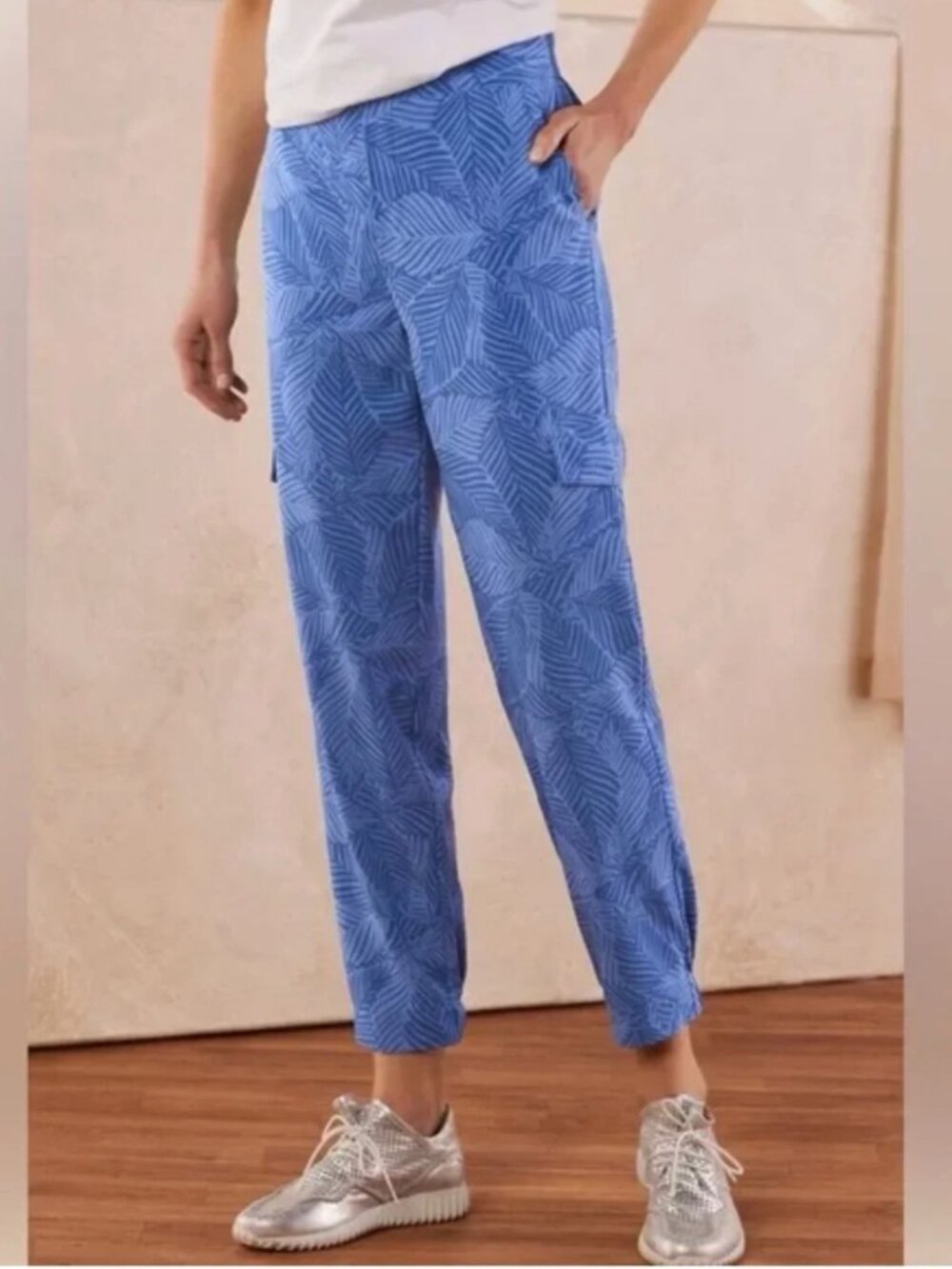 Soft Surroundings Tropical Blue Go Lively Cargo Pants Women's Size 2X